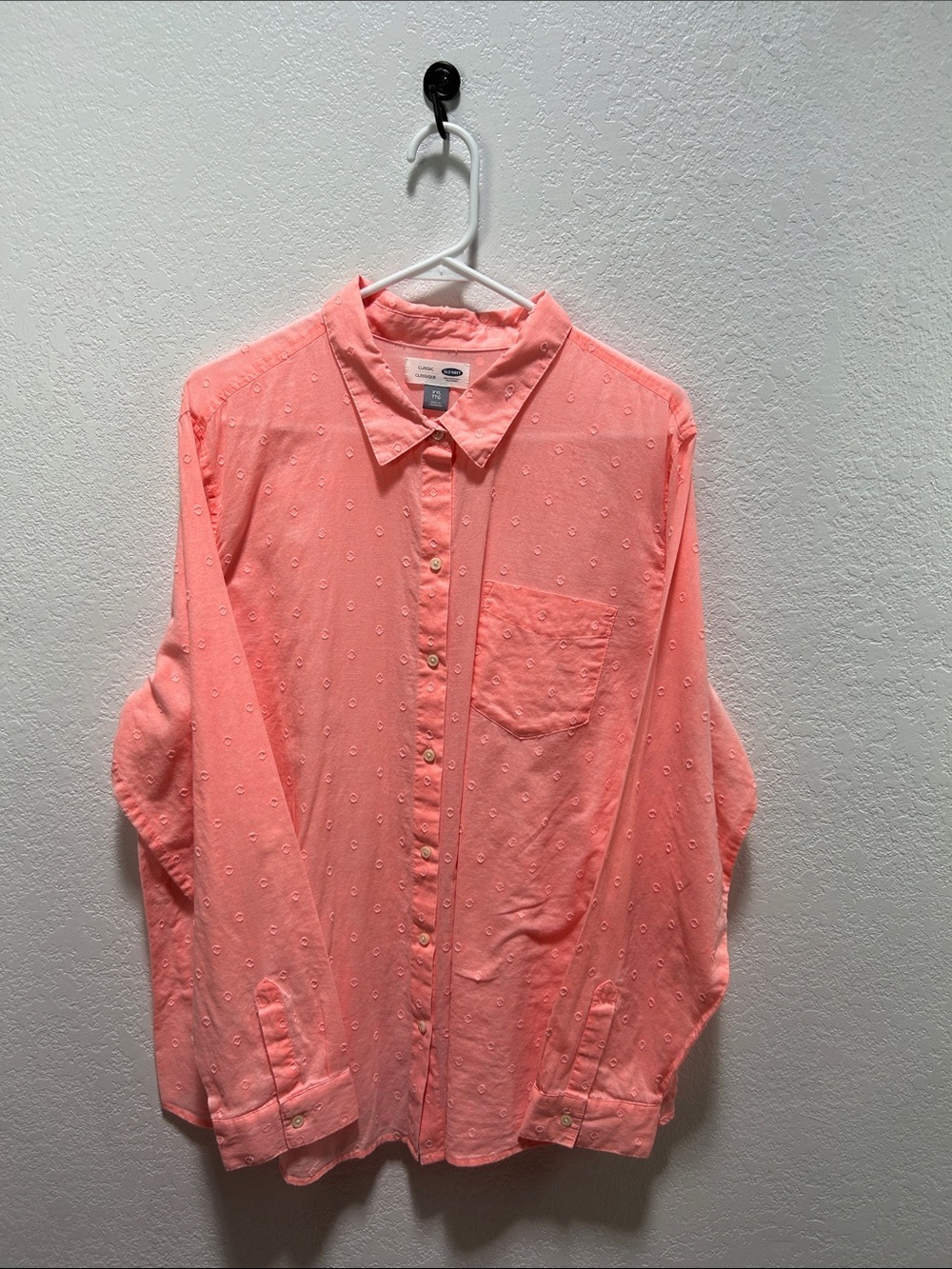 Old Navy Peach Embroidered Button-Down Shirt Sz XXL Lightweight Casual TC0830